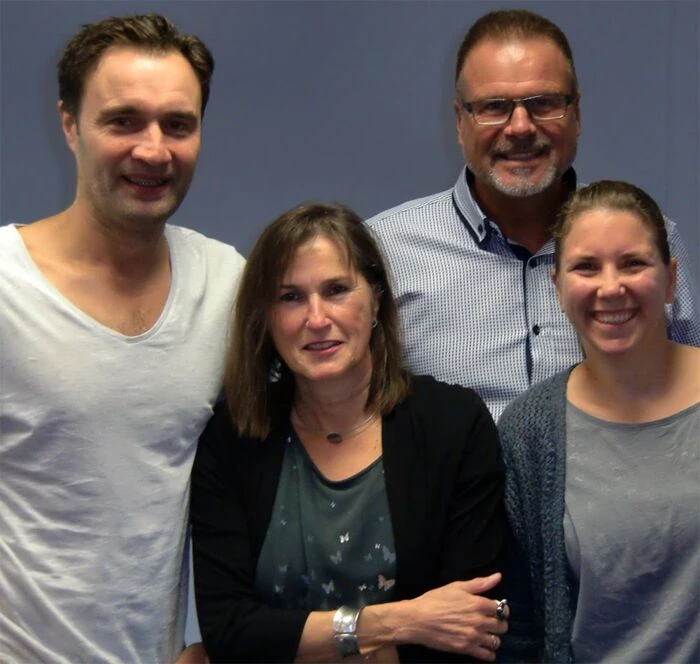 Das Team der technischen Abteilung bei der Gartenstadt Hüttenau eG (v.j.): Michael Wolf, Nora Rynio, Stefan Höke und Hanna Krüger